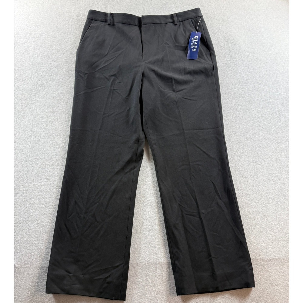Chaps Dress Pants Womens 12 Black Straight Leg Mid Rise 34x29